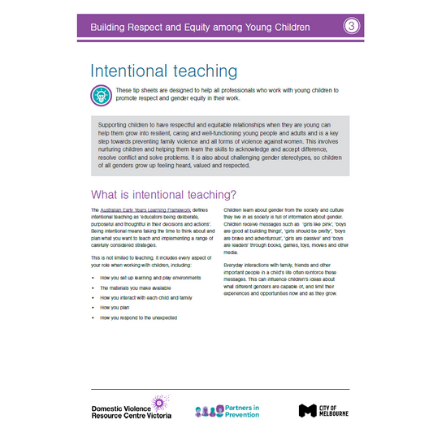 Building Respect and Equity Among Young Children Series – Intentional teaching